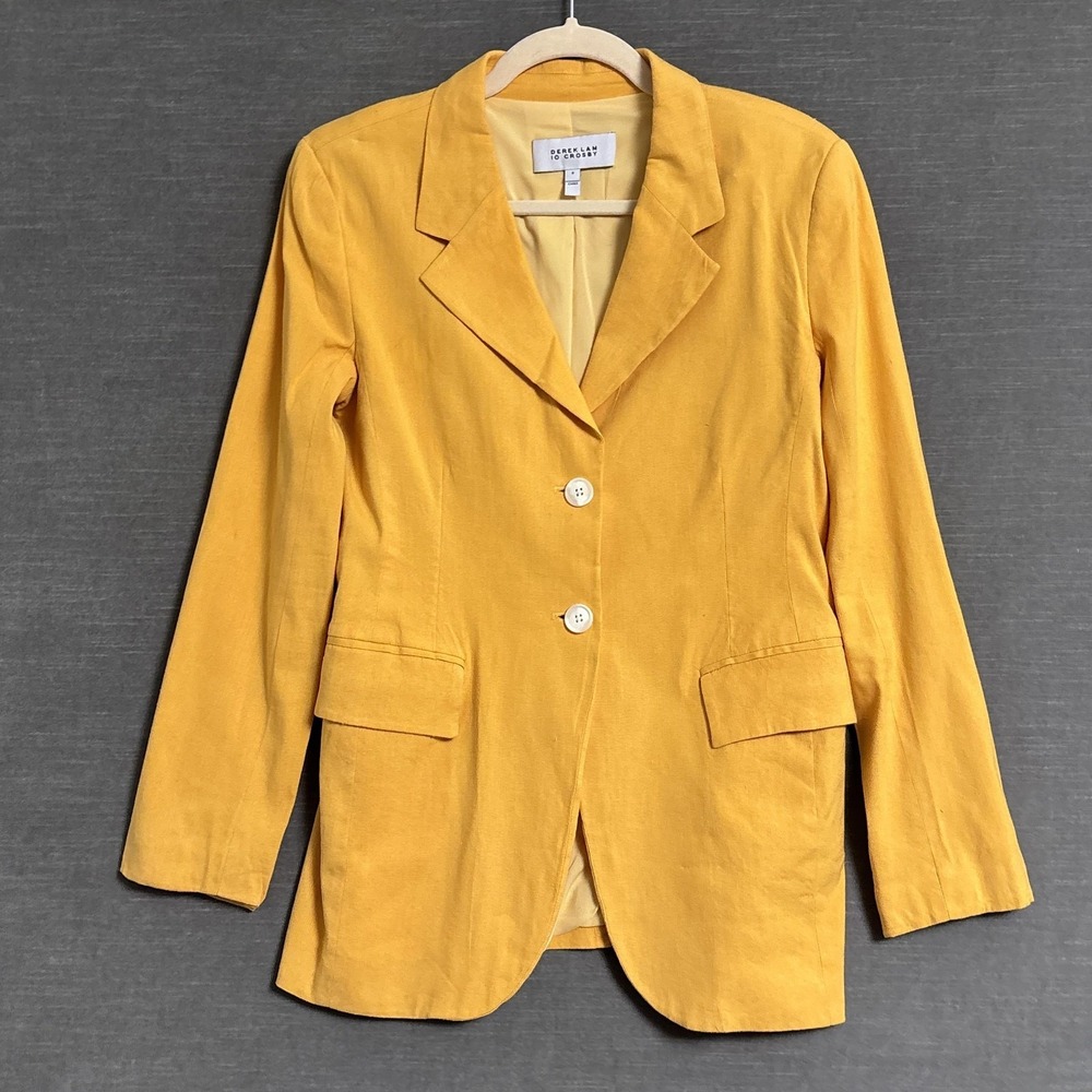 Derek Lam 10 Crosby Blazer 8 Yellow Linen Tailored Preppy Office Career Jacket